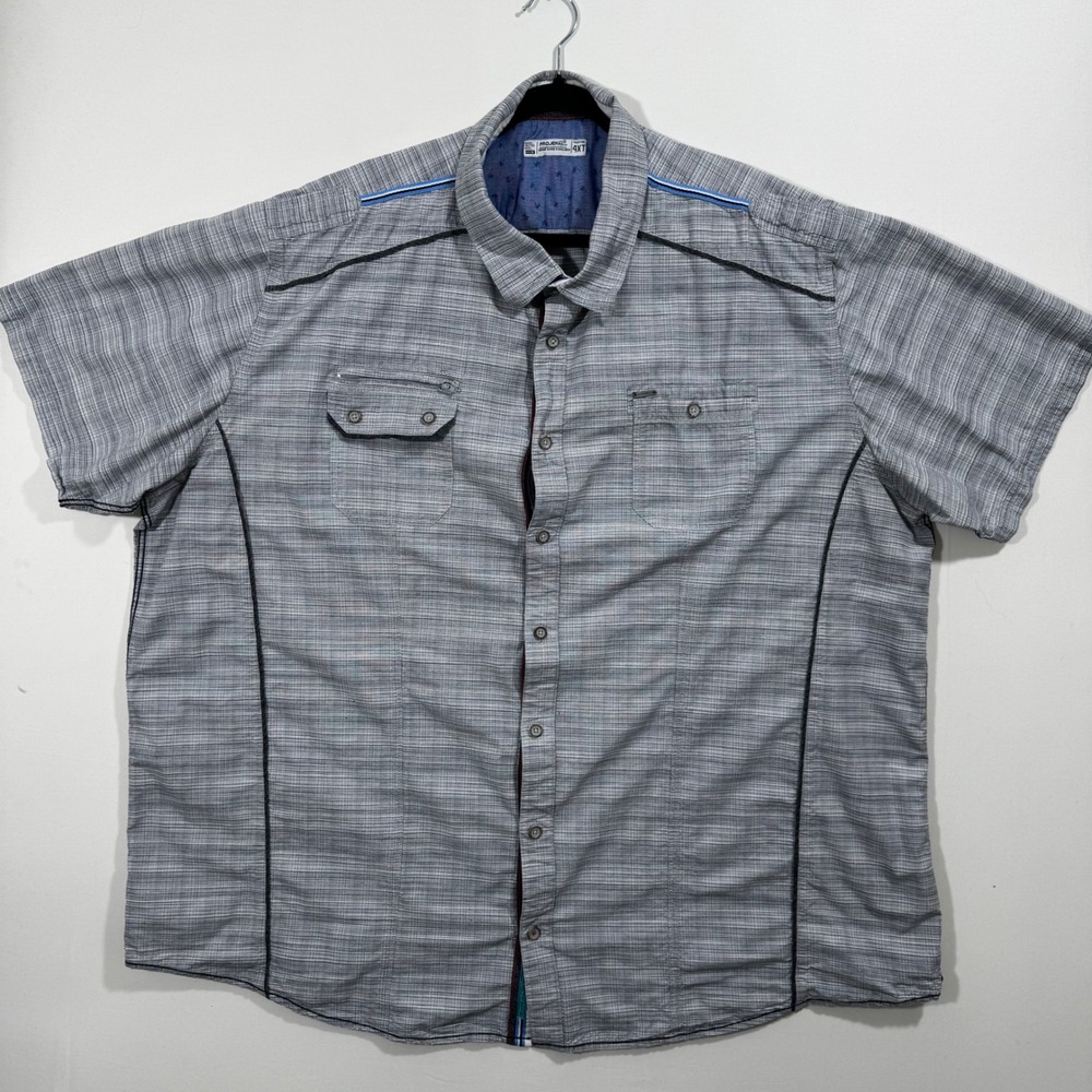 Projek Raw Men Button Down Shirt Short Sleeve Gray 4XT Normcore Casual Gorpcore‎